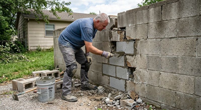 Cinder Block Wall Repair in Mims, FL